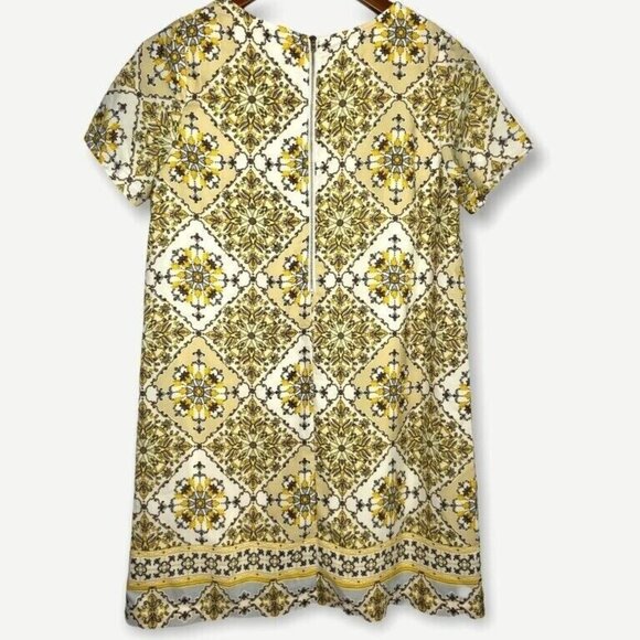 Lulus Yellow Dandy Lion Print Shift Dress Size Small Sheath‎ Medallion Zipper - Picture 3 of 11